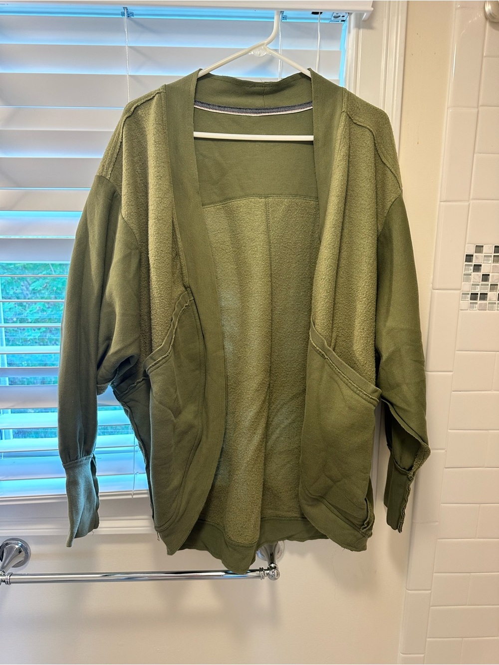 Anthropologie Olive Green Men's Open-Front Cardigan